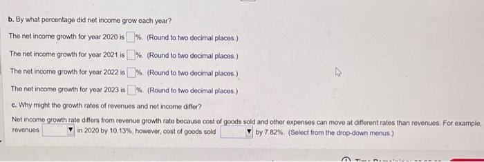net income grow each year? The nef income growth for year 2020