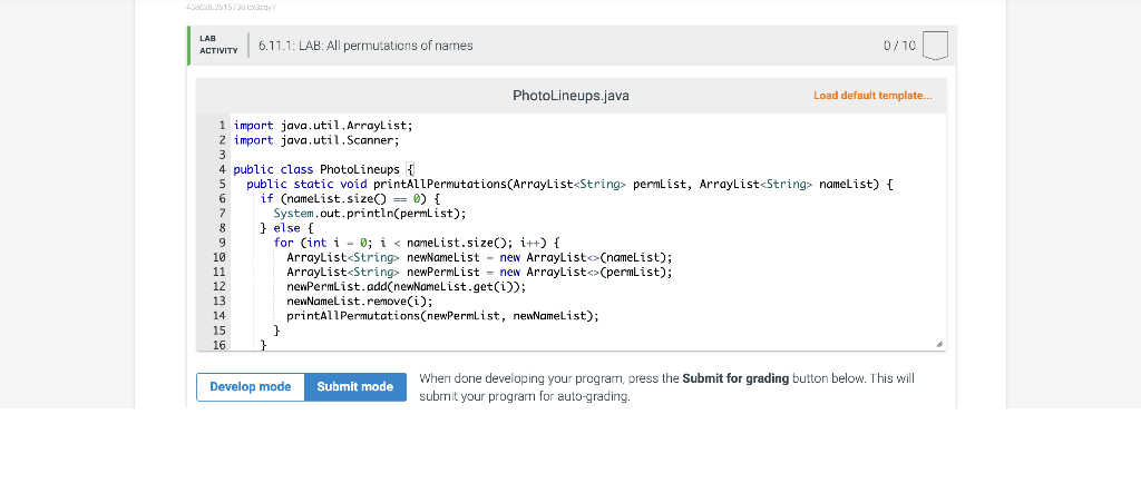 LAB: All permutations of names Write a program that lists all ways