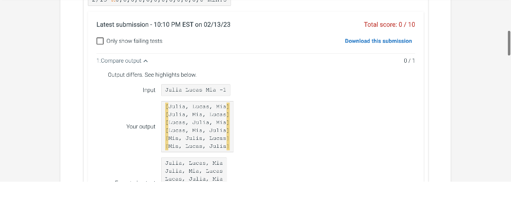 of Strings). The program will read a list of one word names