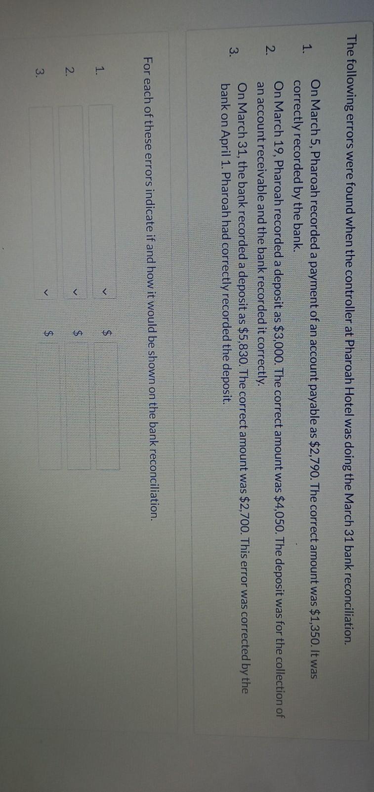  The following errors were found when the controller at Pharoah Hotel