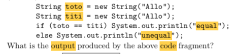 why 'unequal' String toto ne String("Allo"; String titi - nev String("Allo");
