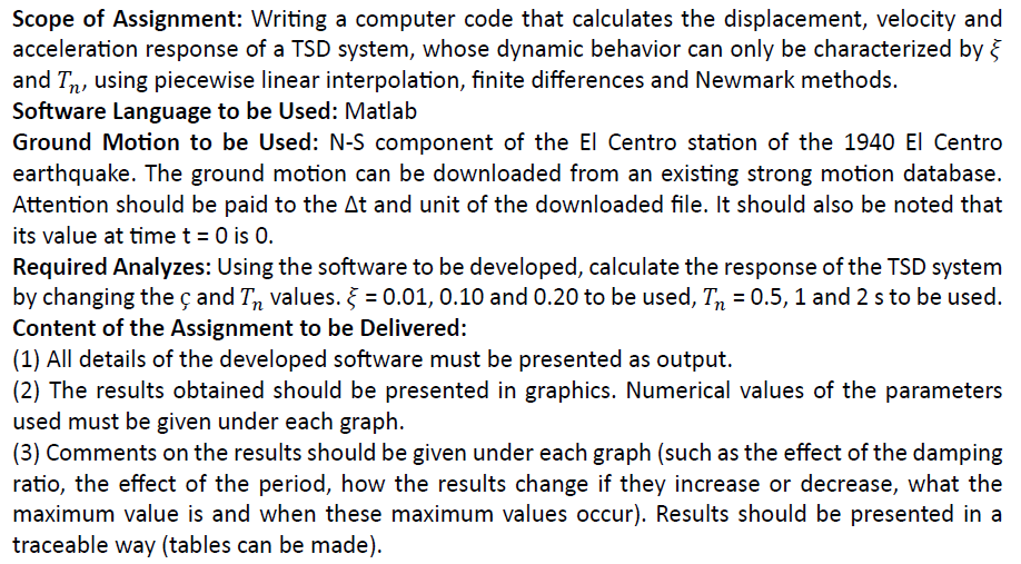  Scope of Assignment: Writing a computer code that calculates the displacement,