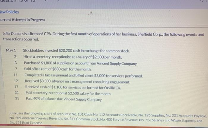  iew Policies Current Attempt in Progress Julia Dumars is a licensed