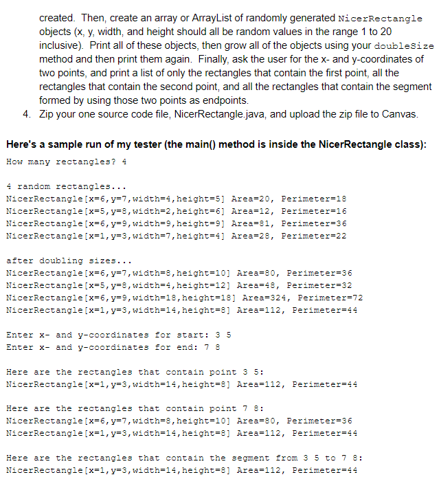 in the java.awt package 2. Write and document (Javadoc-format) a NicerRectangle class