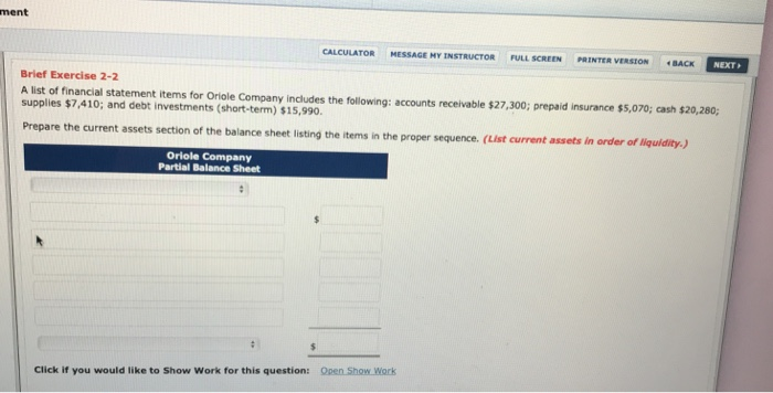  ment CALCULATOR MESSAGE HY INSTRUCTOR ruLL SCREEN PRINTER VERSON BACK NEXT