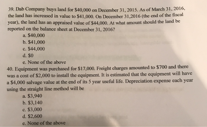  please answer & explain 39 & 40 39. Dab Company buys