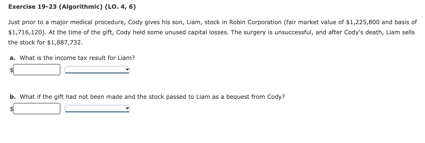 Exercise 19-23 (Algorithmic) (LO. 4, 6) Just prior to a major