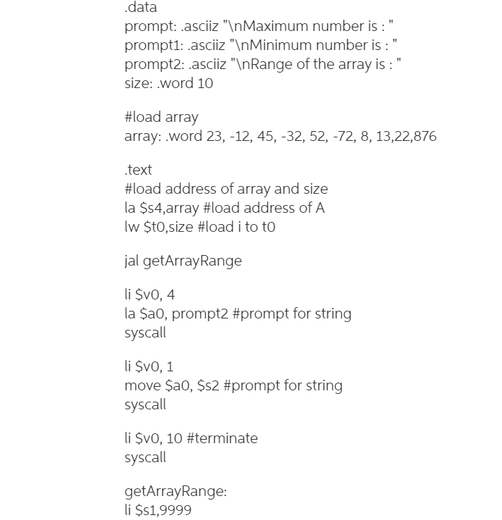 Convert the given code to Floating point numbers in MARS assembly language: