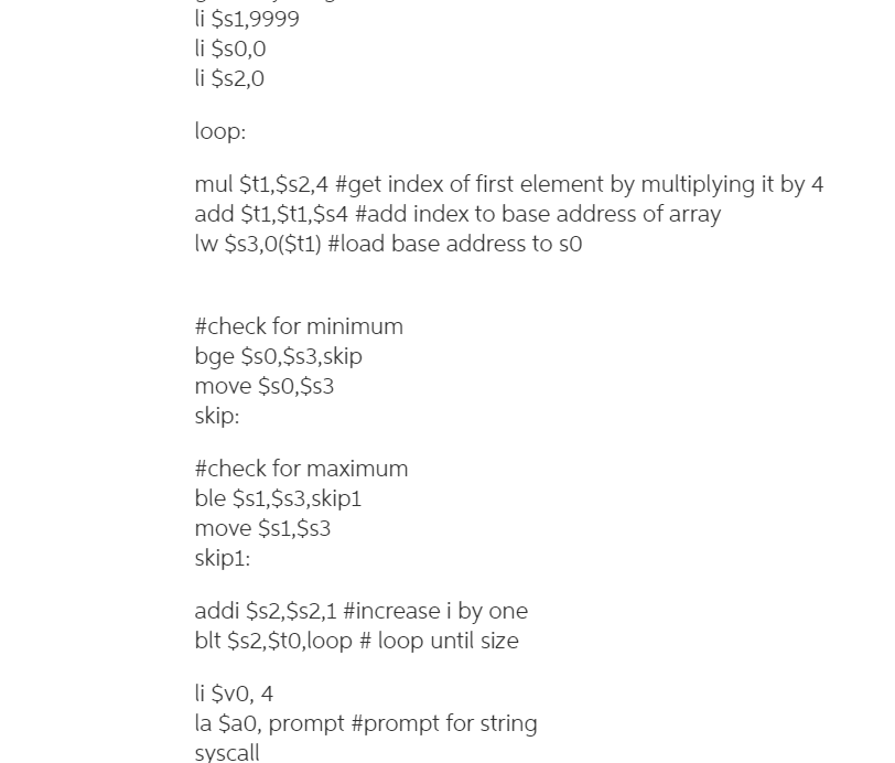 .data prompt: .asciiz " Maximum number is :" prompt1: .asciiz " Minimum