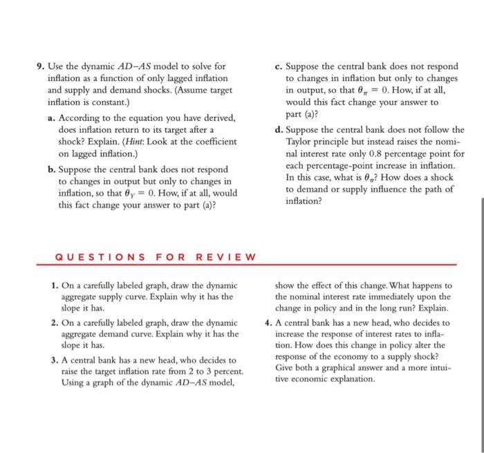 the Taylor principle as a ic ADAS model. Assume there are no