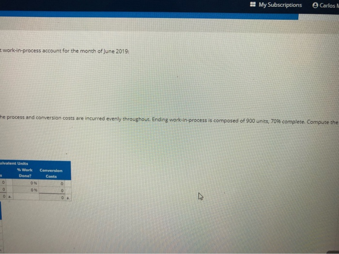 equivalent unit for materials and conversion. c. Total cost assigned to the