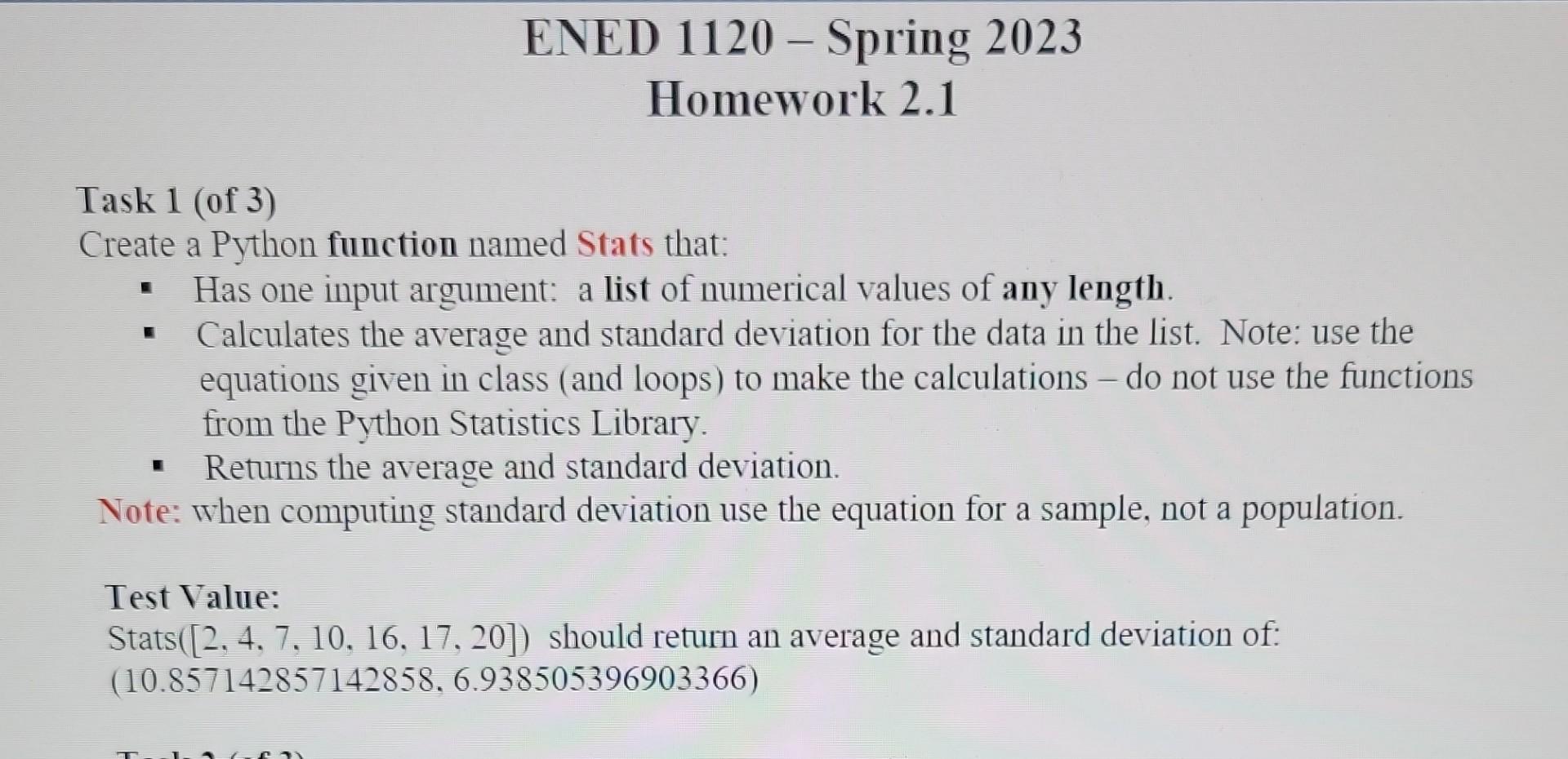  Task 1 ( of 3 ) Create a Python function named