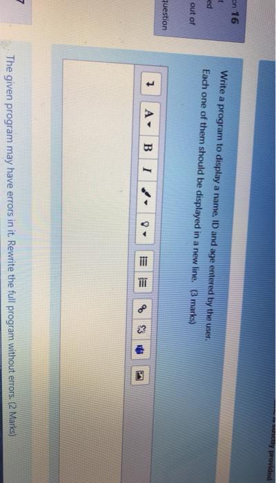  ancy provided on 16 Write a program to display a name.