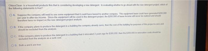  ChloroClean is a household products from that he comidening developing a