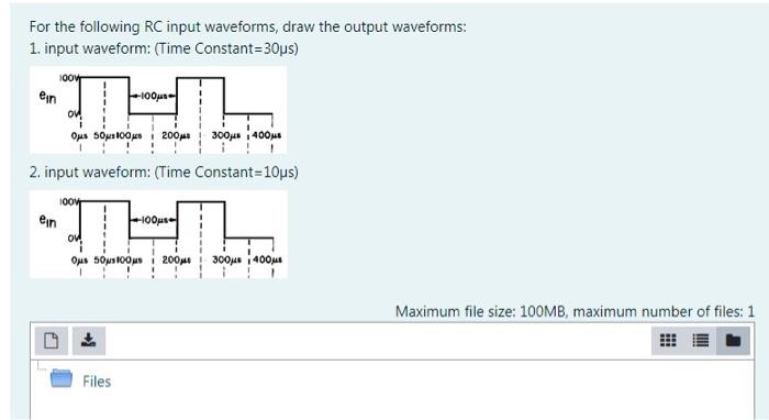  For the following RC input waveforms, draw the output waveforms: 1.