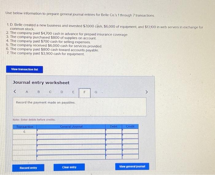 $800 of supplies on account. 4. The company paid $700 cash for