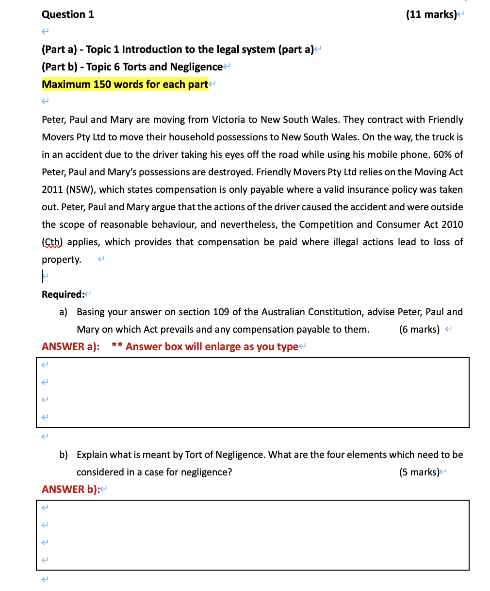 Question 1 (11 marks) (Part a) - Topic 1 Introduction to