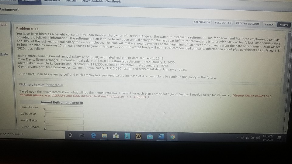  UUUUUR URIUN Downloadable eTextbook Assignment CALCULATOR FULL SCREEN PRINTER VERSION RCES