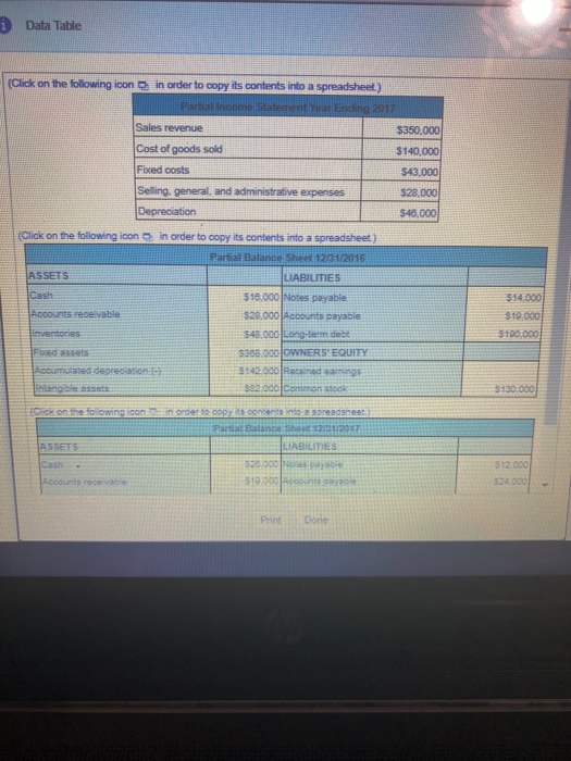 statements in the popup window. Complete the balance sheet. Hint. Find the