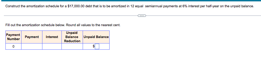  FOR PAYMENT NUMBERS 0 1 AND 2 Construct the amortization schedule