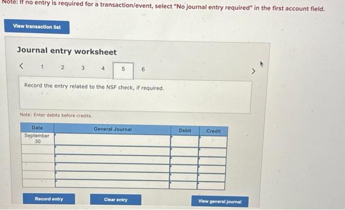 Enter debits before credits. Required information Problem 6-5A (Algo) Preparing a bank