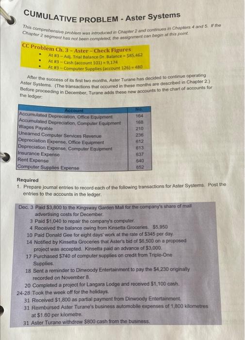  CUMULATIVE PROBLEM - Aster Systems This comprehensivo pmblom was introduced in