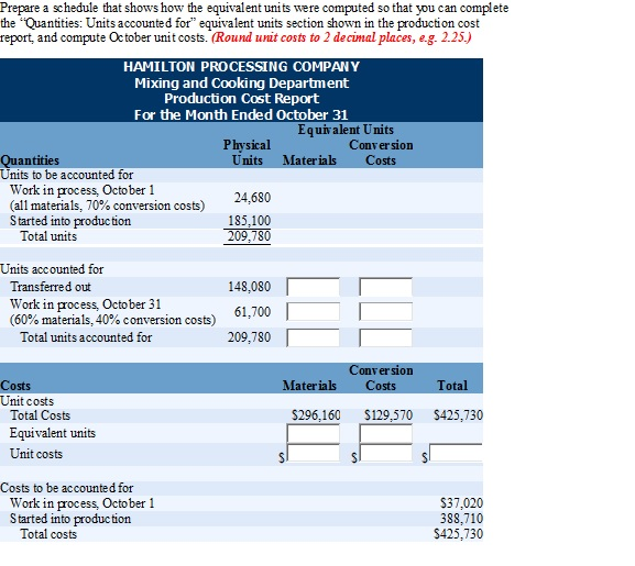  Prepare a scheduIe that shows how the equivalent units were computed