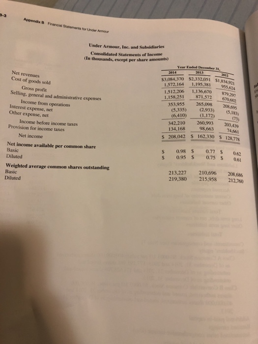 do that THANKS EYK11-2. Comparative Analysis Problem: Columbia Sportswear Company vs Under