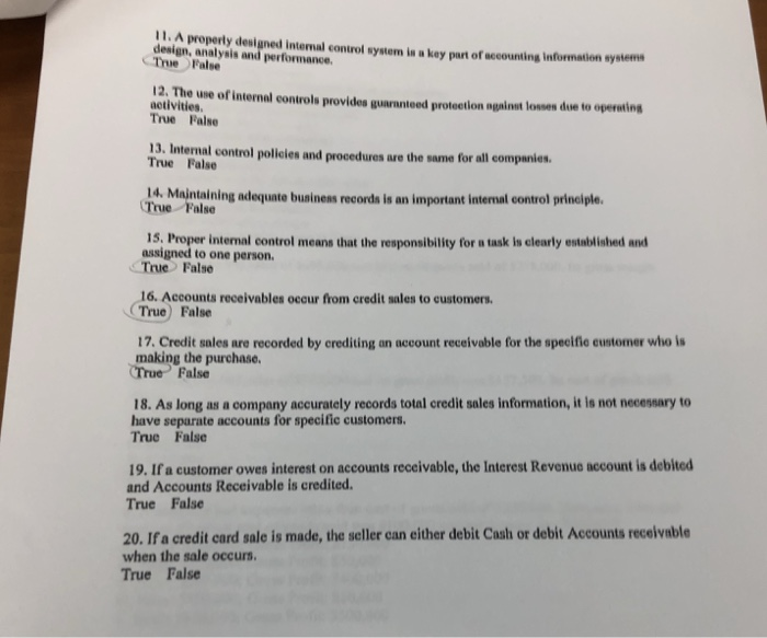  11, A properly desianed internal control system in a key part