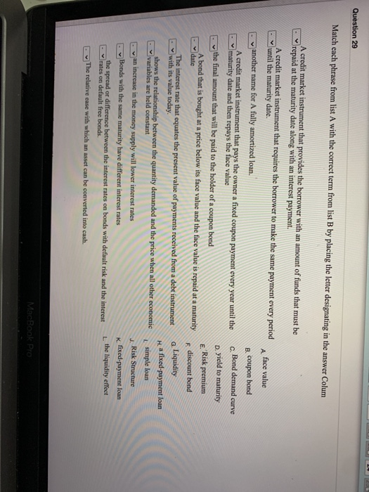  Question 29 Match each phrase from list A with the correct