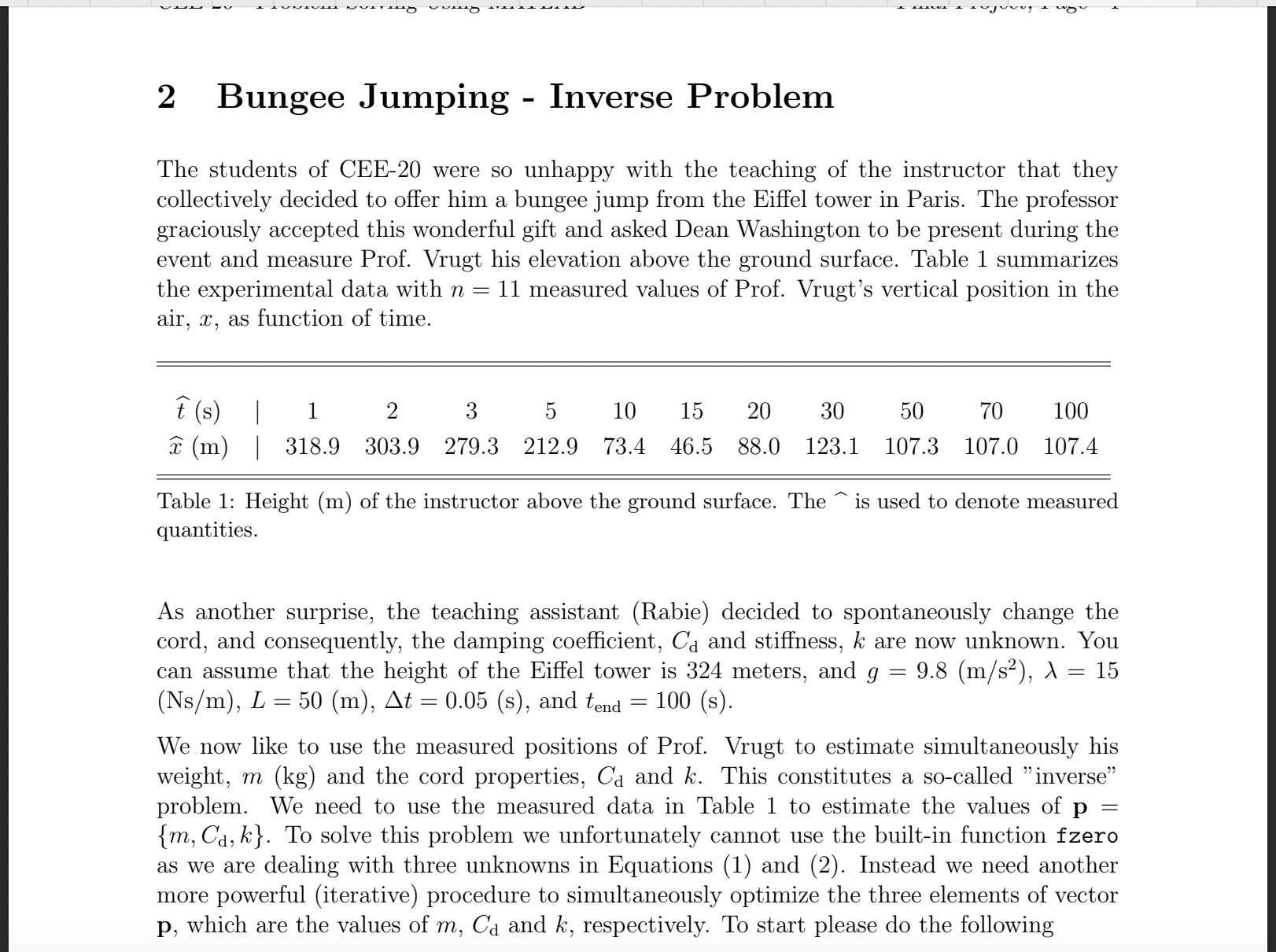 Please write down in MATLAB language the call that helps to solve