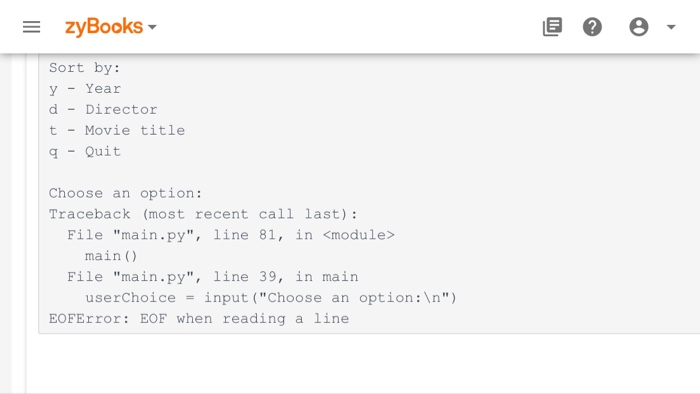  For the program Sorting movies (Lists and Dictionaries) In repl.it or