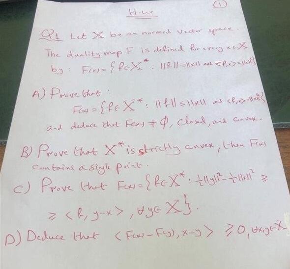  e Q1. Let X be on normed vector space The duality