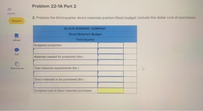 manufacturing budgets LO P1 [The following information applies to the questions displayed
