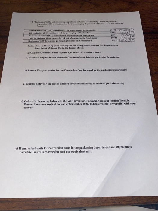 please help! numbers on side 18. "Packaging is the last processing department