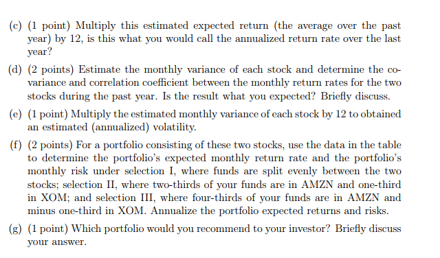 and Exxon-Mobile from the past year. Each indicated return rate is end-of-month