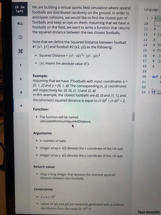 please help me with python code 1h 3m left Language ALL 1