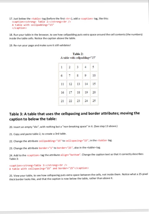 tables, including several attributes. This web page will contain NINE separate tables,