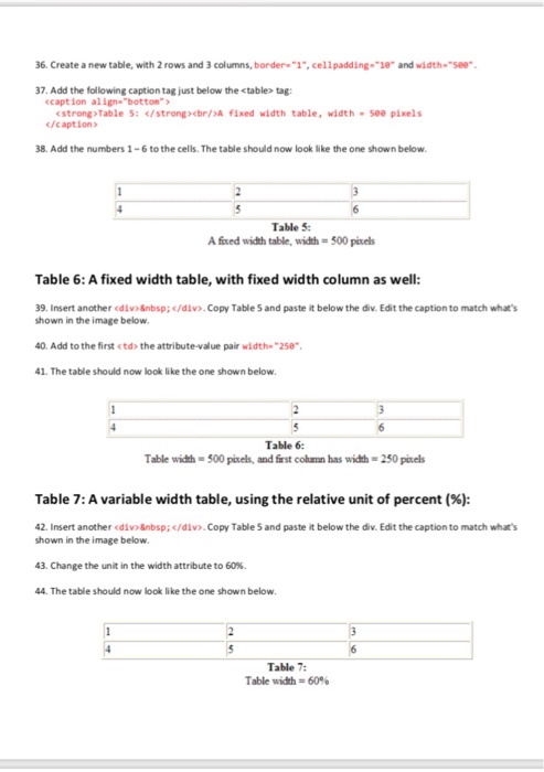 ctr> to define each table row; and to define each table cell