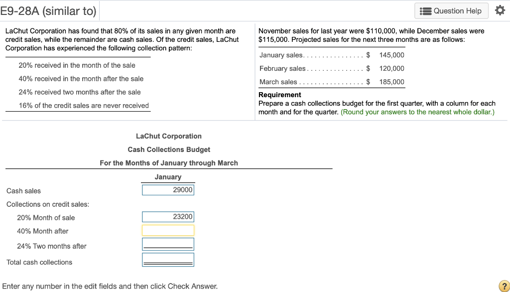 PLEASE DO JAN FEB MARCH AND QUARTER :) E9-28A (similar to) Question