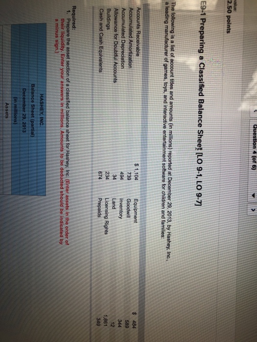  This is just one question 2.50 points E9-1 Prepa ring a