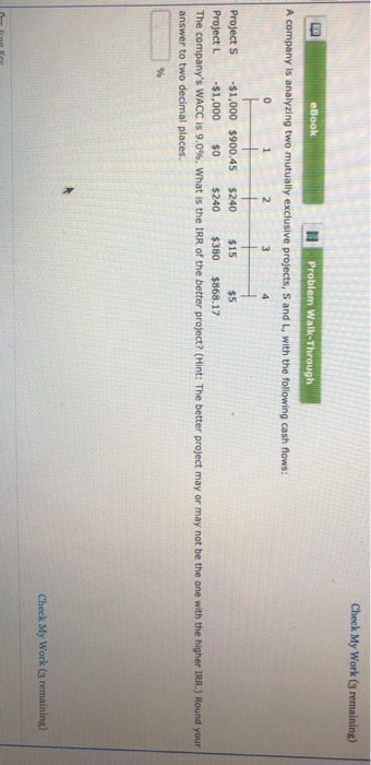 Check My Work (3 remaining) B eBook Problem Walk-Through A company