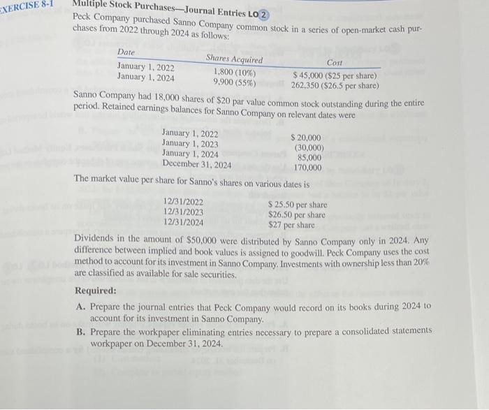 Please answer the exercise in excel! thank you so much! Multiple Stock