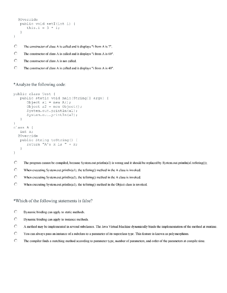 args new 30i ass inti -7; public A ( System.out.println"i from Ais