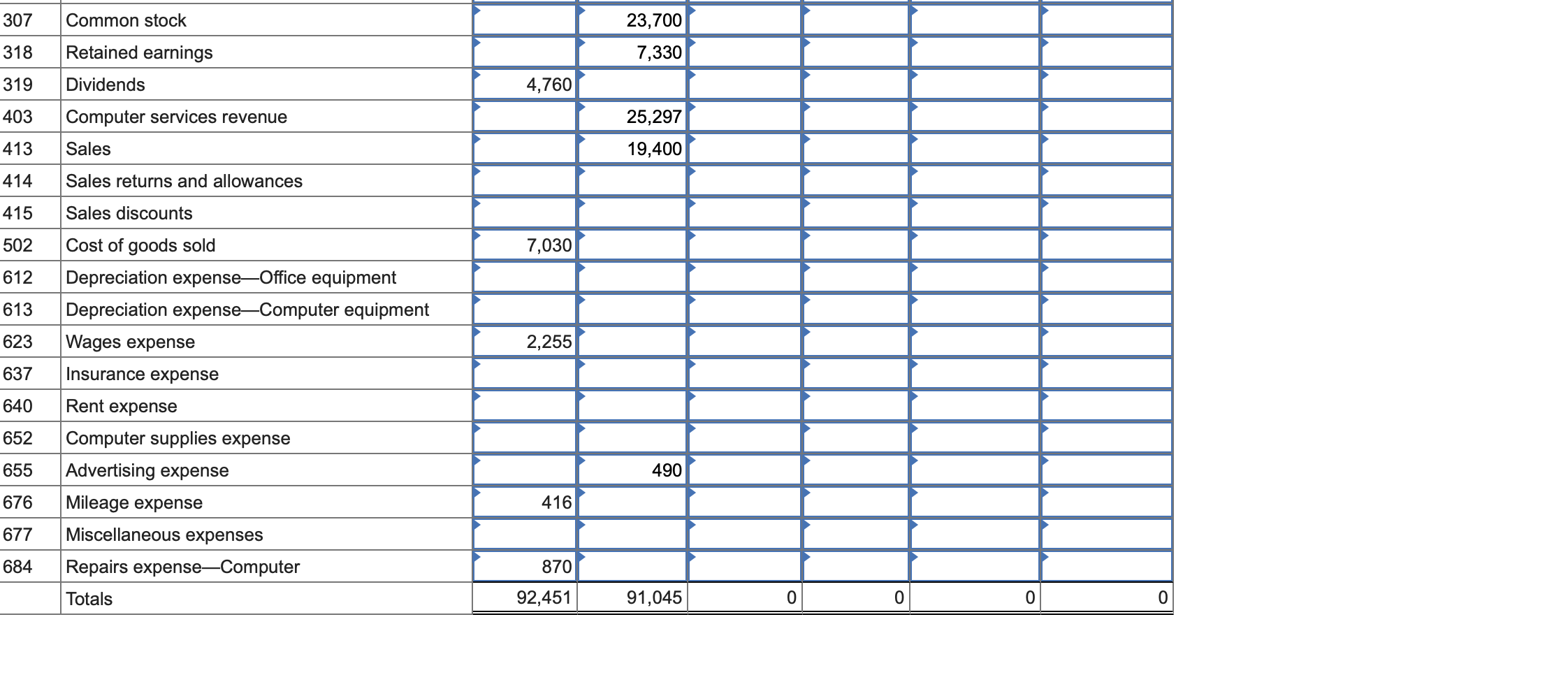 insurance 131 Prepaid rent 163 Office equipment 164 Accumulated depreciation-office equipment 167