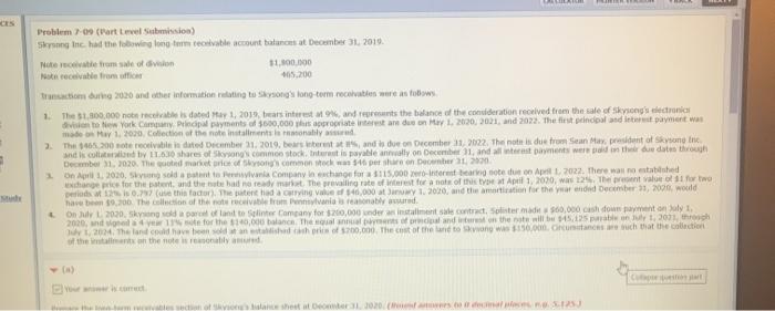 answer 7-09 part C Problem 09 (Part Level Sution) Song Inc. had