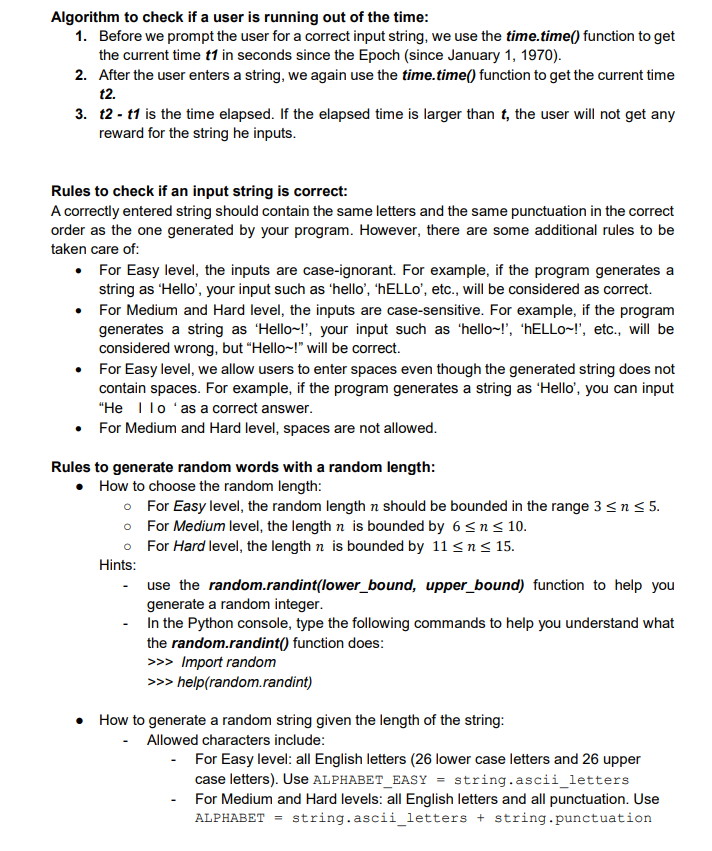 a Typing Game Assignment Background This project asks you to write a