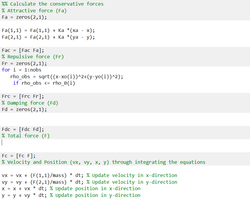  Generate code to calculate the repulsive, damping and total forces for