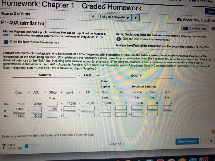  Homework: Chapter 1 19 11:41 PM Graded Homework Save Score: 0