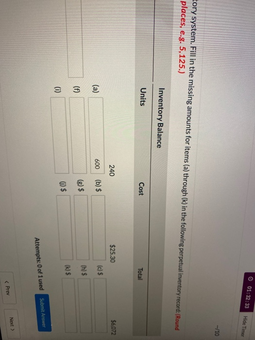the weighted average cost formula in a perpetual inventory system. Fill in